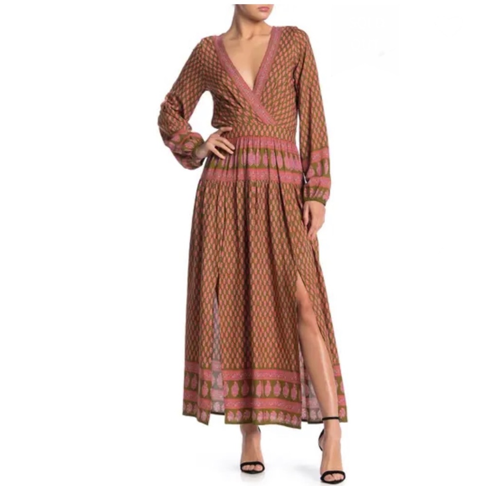 RAGA XS Avah Geometric Print Maxi Dress in Xsmall